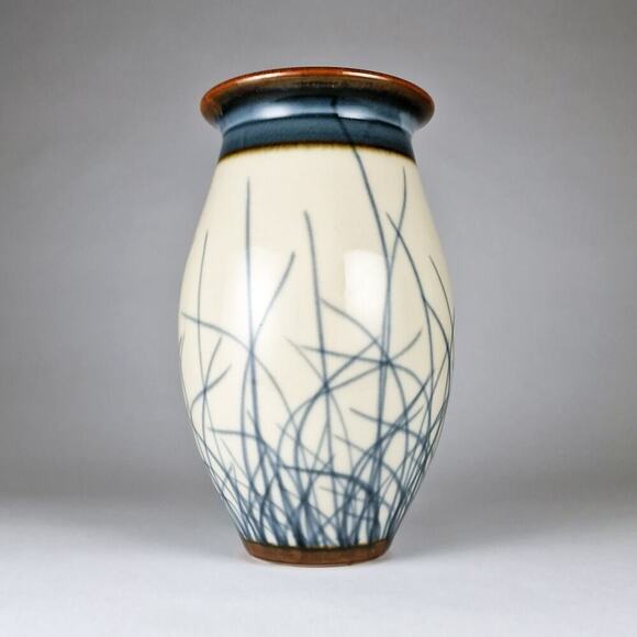 Sam Scott Studio Pottery Vase Porcelain Brushwork Wheel Thrown PNW Artist Signed - Picture 3 of 7